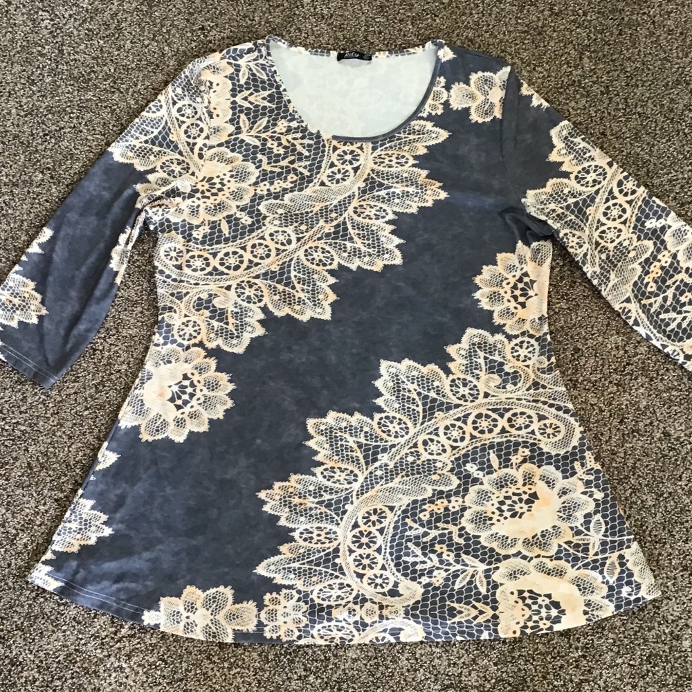 Lily by Firmiana Gray 3/4 Sleeve Tunic Sz: 1X